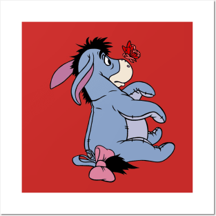 Donkey with Awareness Ribbon Butterfly (Red) Posters and Art